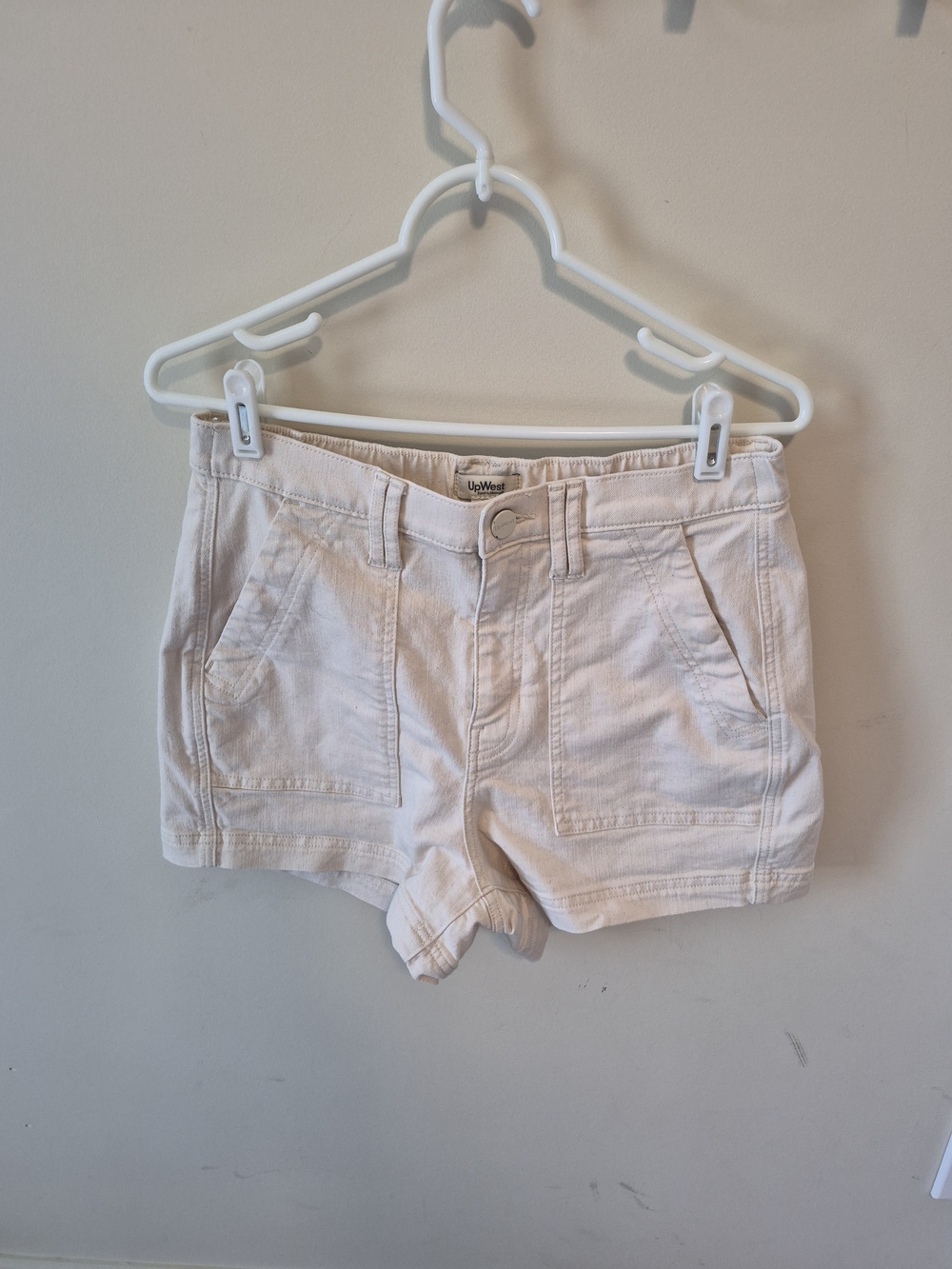 UpWest Cream High-Waist Cotton Utility Shorts